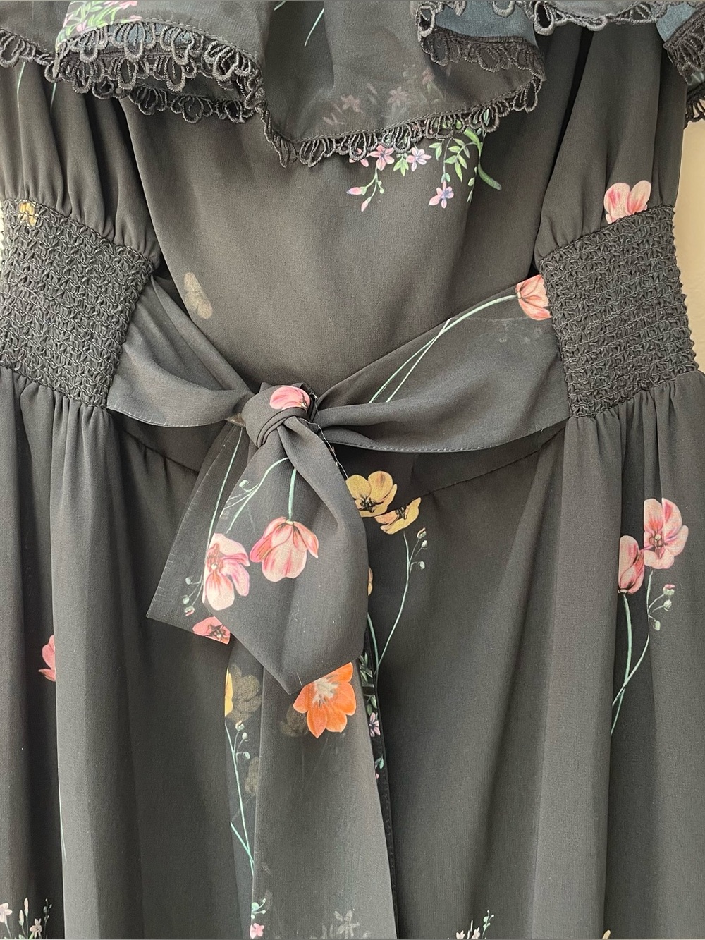 Sachin & Babi Black Floral Nikki Dress Dark Garden Maxi Off Shoulder Size 10 - Picture 7 of 12